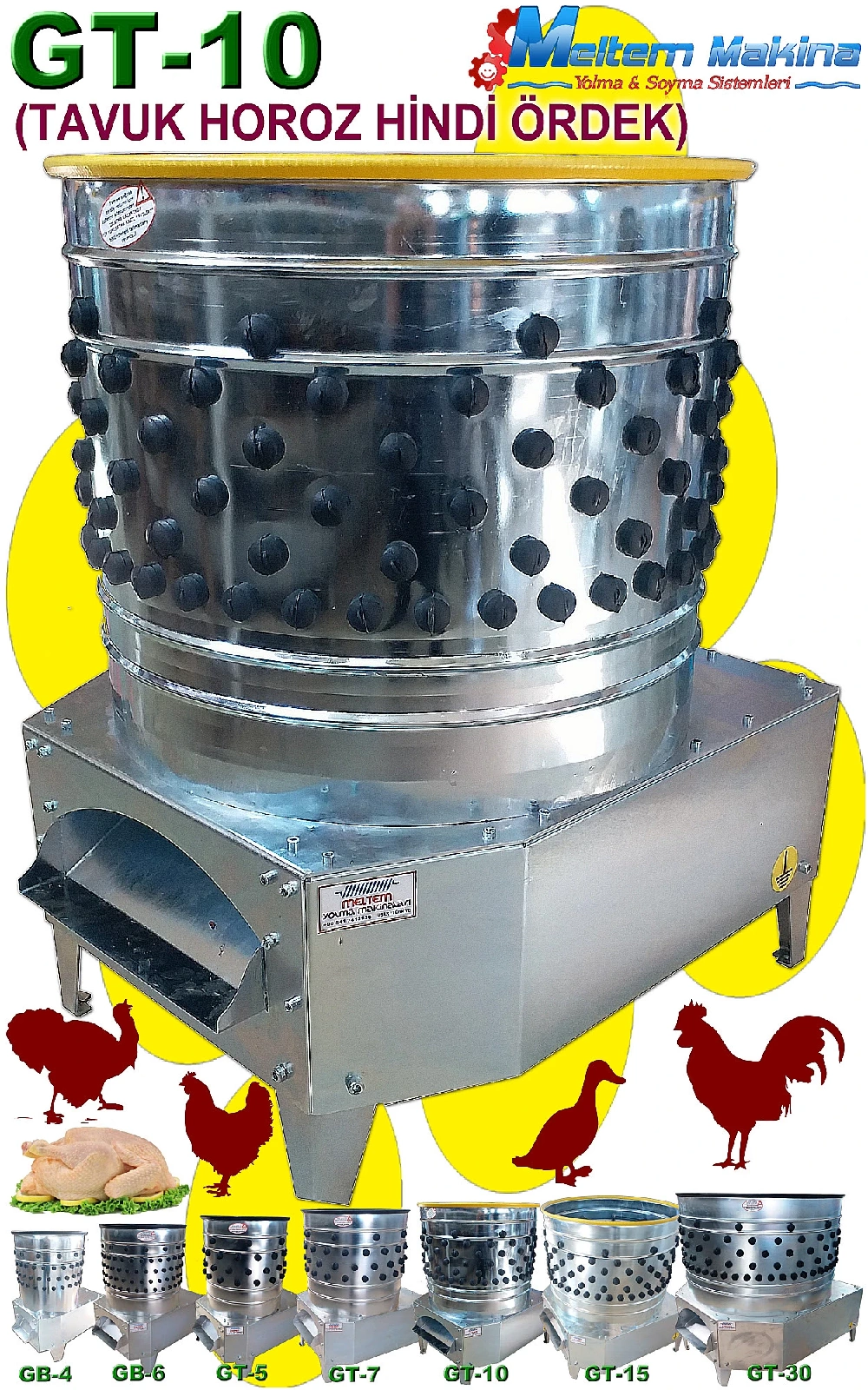 GT10 TAVUK ÖRDEK HİNDİ TÜY YOLMA MAKİNESİ